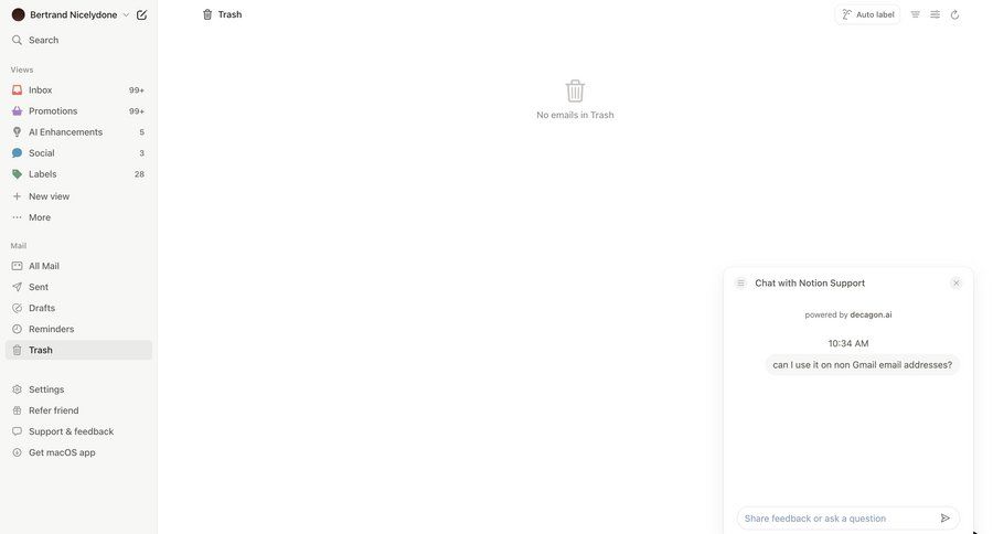 Notion Mail
			 settings sidebar navigation grid onboarding automation email management email inbox communication chat messages chat interface ui page example
