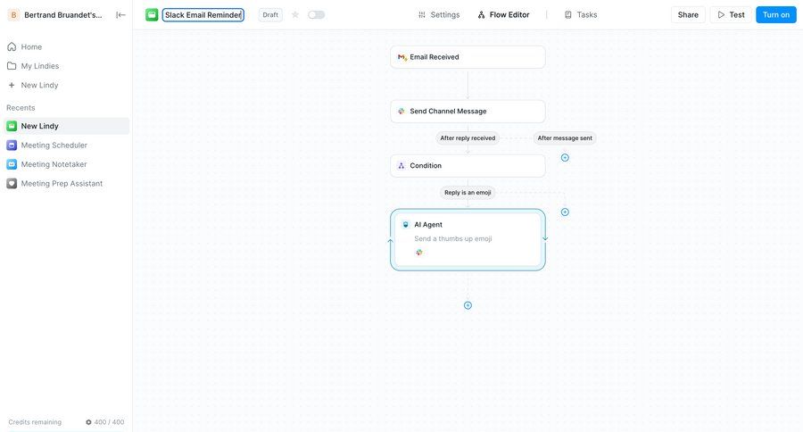 Lindy
			create content editor team workspace settings configuration sidebar navigation grid workflow automation editor workflow creation automation setup sidebar ui page example