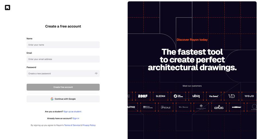 Rayon
			 account management grid onboarding form design account creation free account auth create signup create new account register ui page example