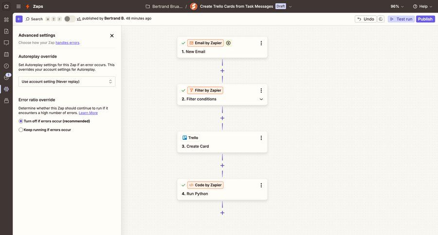 Zapier
			 configuration settings grid workflow automation editor workflow management customize conditional logic workflow configuration workflow screen workflow steps workflow editor ui page example