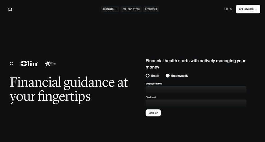 Origin Financial
				landing page ui page example