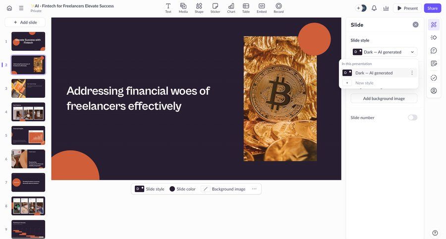 Pitch
			 fintech split screen style customization sidebar menu interactive map modern ui page example