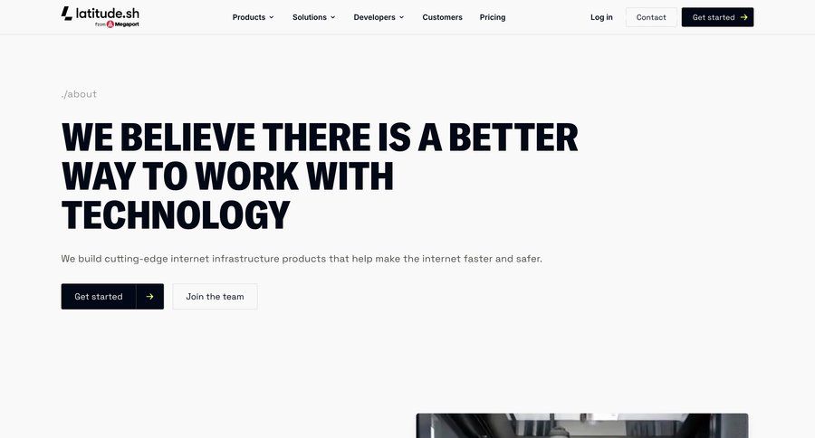 Latitude.sh
				about & company mission ui page example