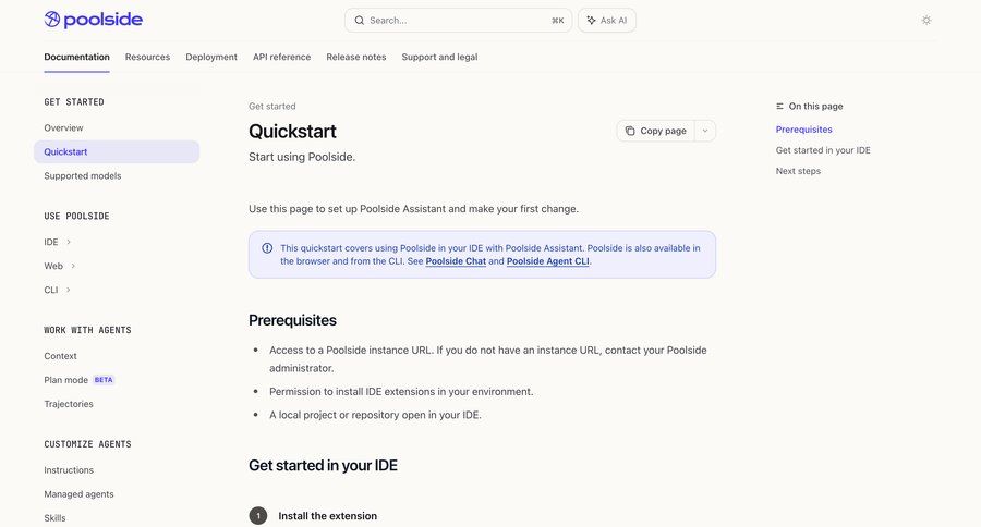 Poolside
				onboarding ui page example