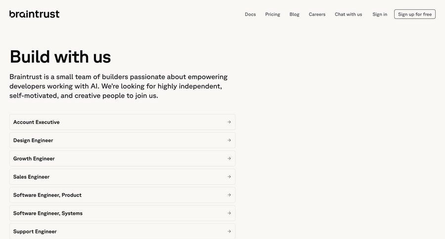 Braintrust
			 career jobs job accordion ui page example