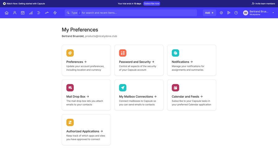 Capsule
			settings account settings integration settings settings dashboard account management grid security preferences notification settings ui page example