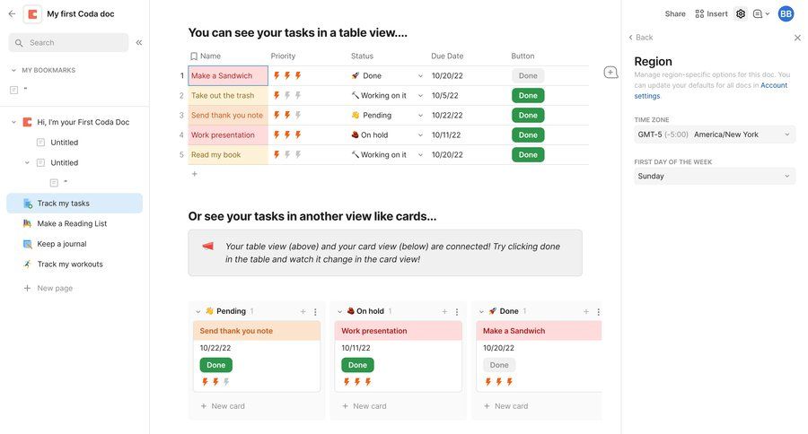Coda
			popover product page language settings task management settings dashboard sidebar navigation project management task completion sidebar table time management settings modal ui page example