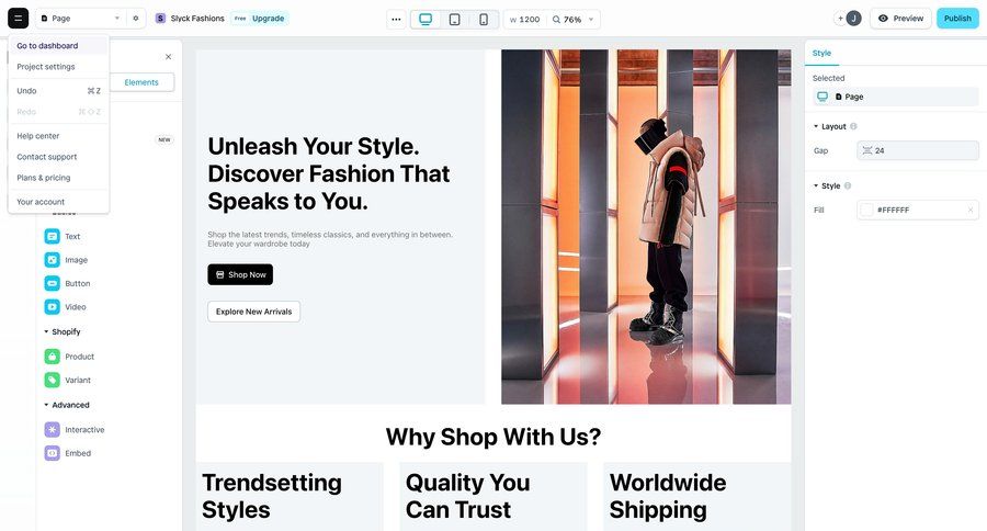 Instant
			 content management settings e-commerce editor style customization drag and drop navigating settings video editor menu desktop modern dashboard layouts accordion ui page example