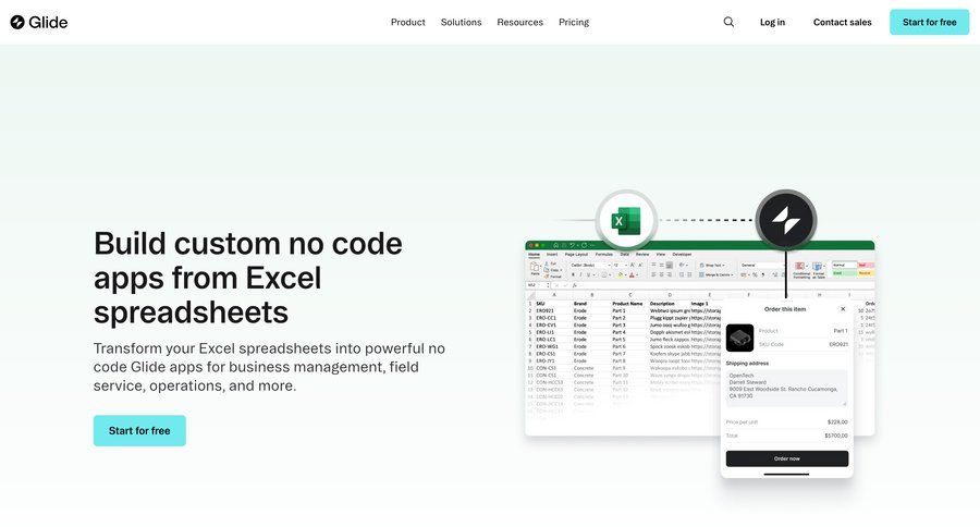 Glide
				product page ui page example