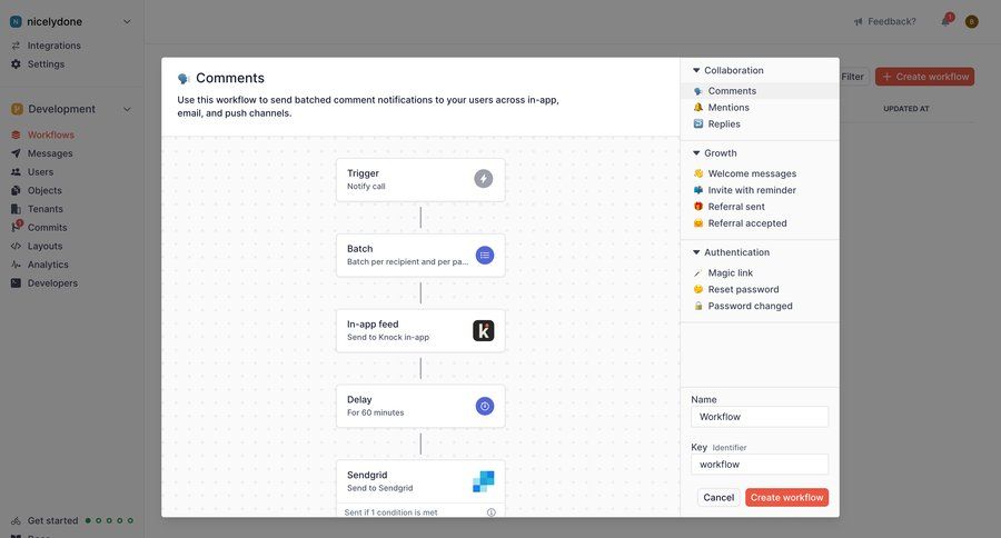 Knock
			 configuration grid workflow automation workflow builder workflow automation notification management workflow creation workflow configuration workflow steps dropdown filters create setup ui page example