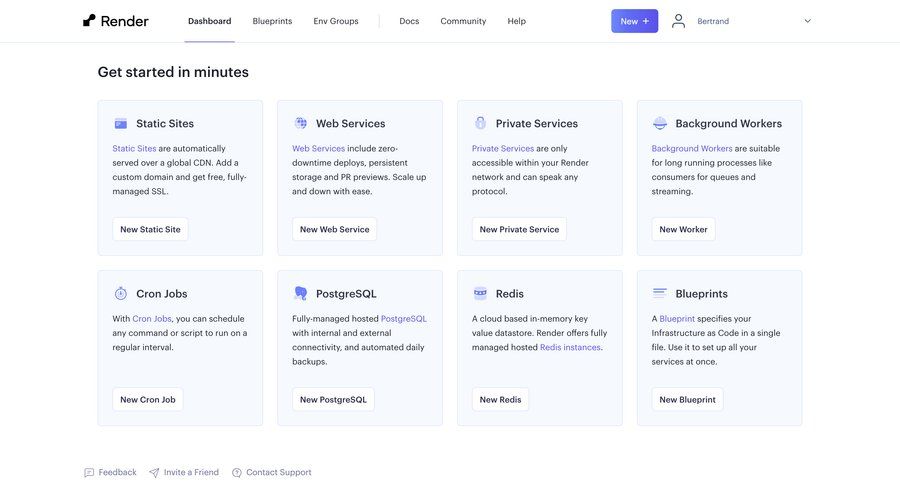 Render
			 dashboard grid account setup navigation bar modern command k database management ui page example