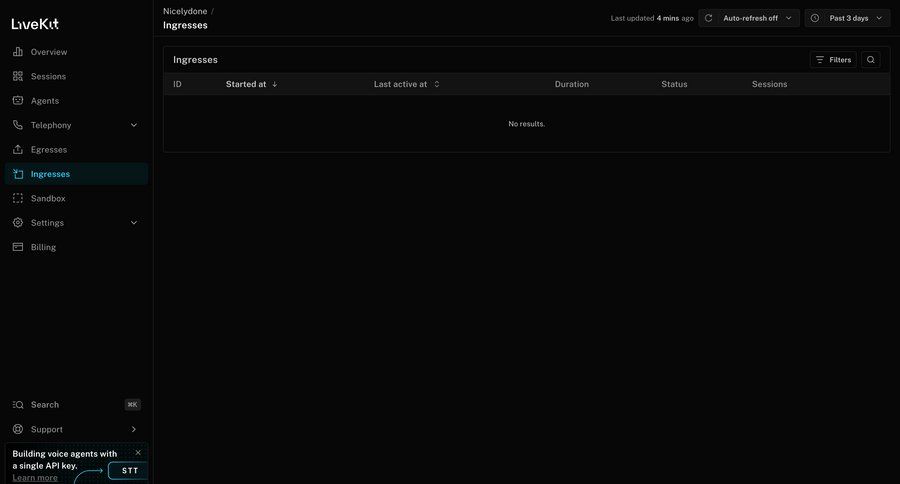 Livekit
			 api management ui page example