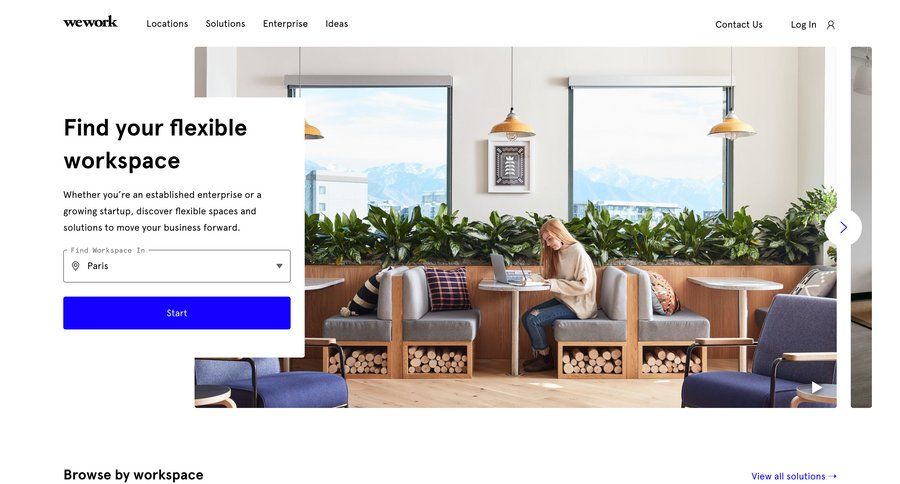WeWork screen example