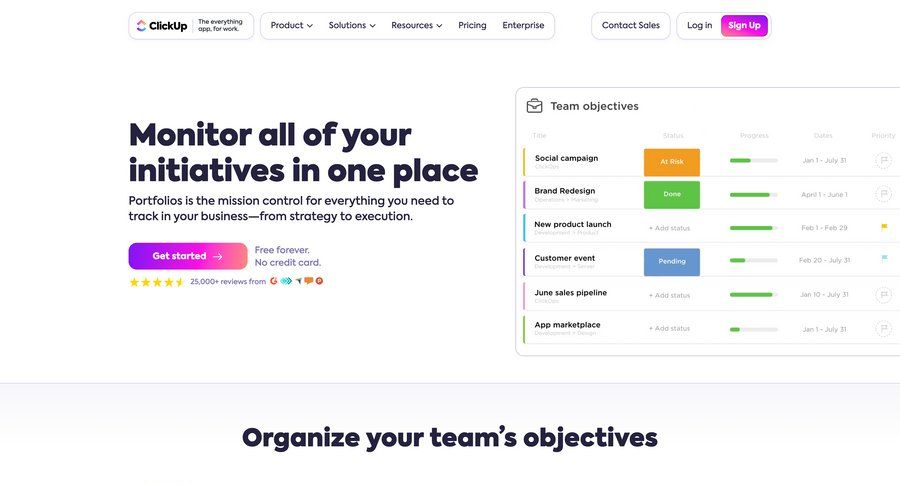 ClickUp
			 features management press release features ui page example