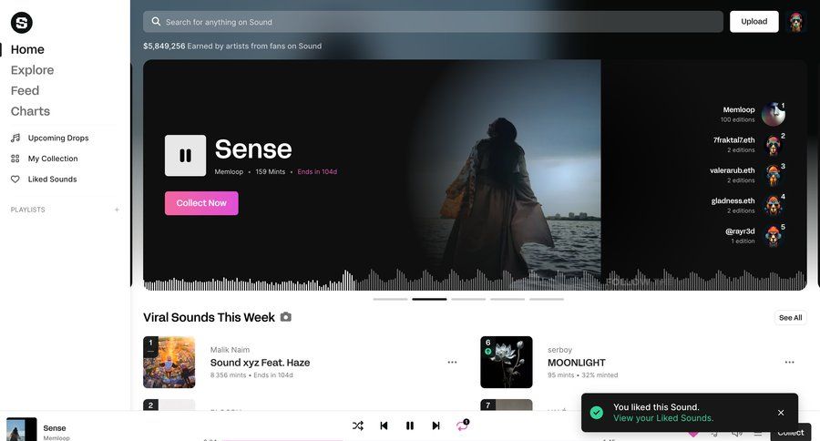 Sound.xyz
			         ux ui design