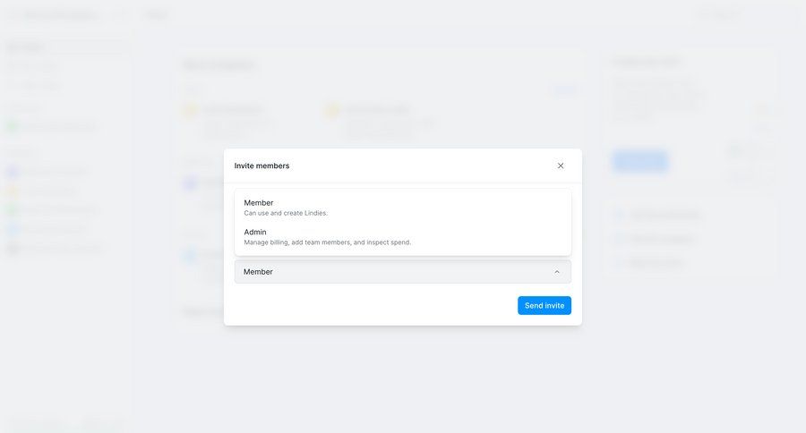 Lindy
			 collaboration user management account management onboarding form ui page example