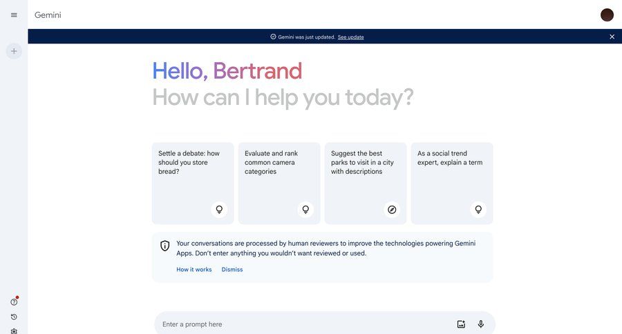 Gemini
			 sidebar navigation artificial intelligence conversational ui conversational interface task communication sidebar message ui page example
