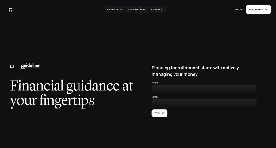 Origin Financial
				landing page ui page example