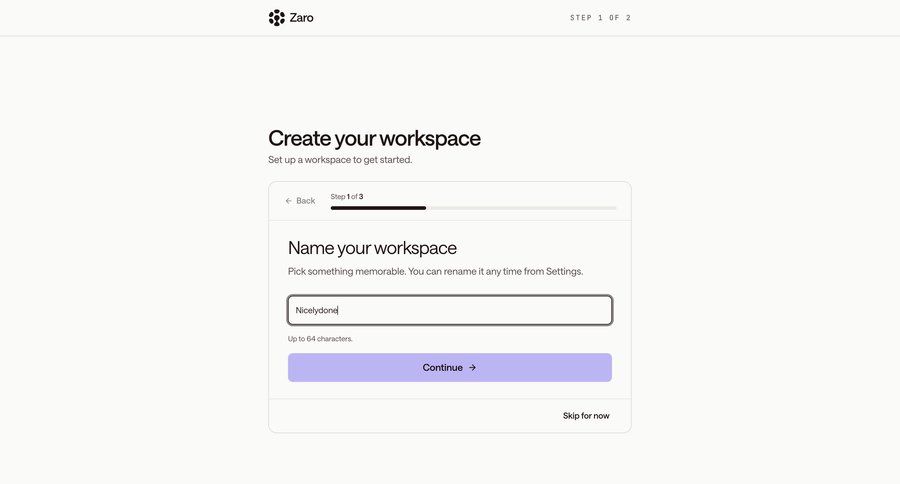 Zaro
			onboarding progress indicator ui page example