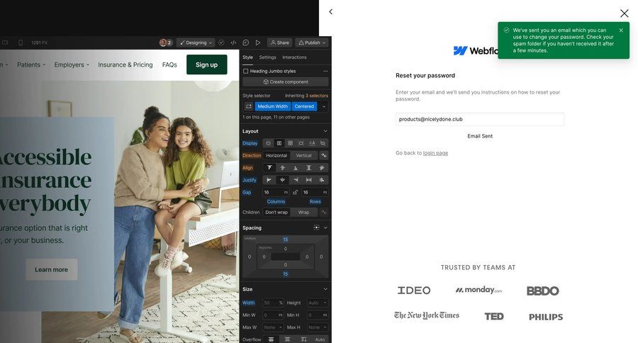 Webflow
				notification page example