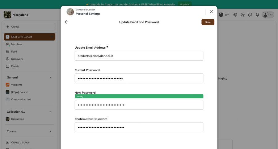 Mighty
			 settings account management form confirmation email management password management password update update ui page example