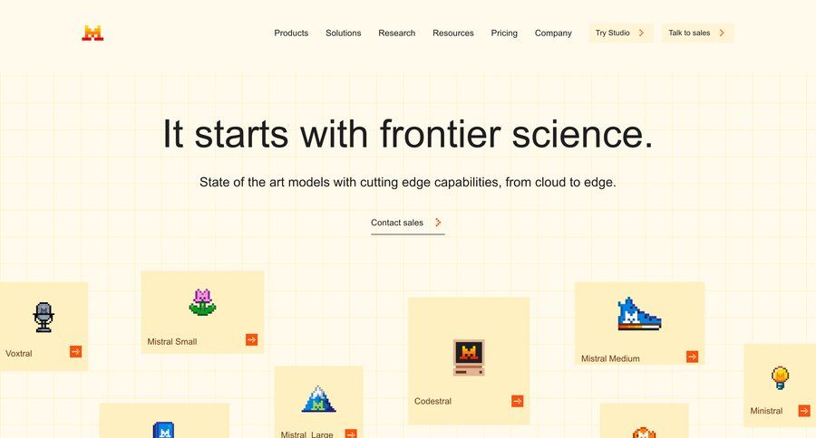 Mistral
				product page ui page example