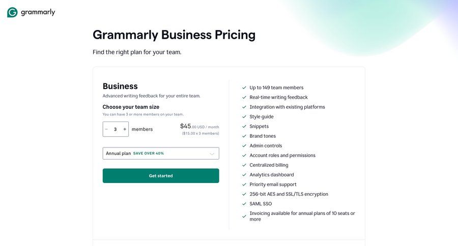 Grammarly
				team ui page example