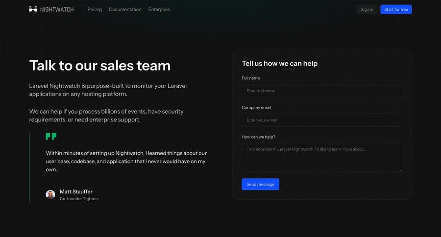 Nightwatch
				contact ui page example