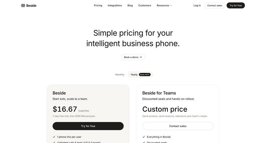 Beside
			 saas pricing pricing calculator ui page example