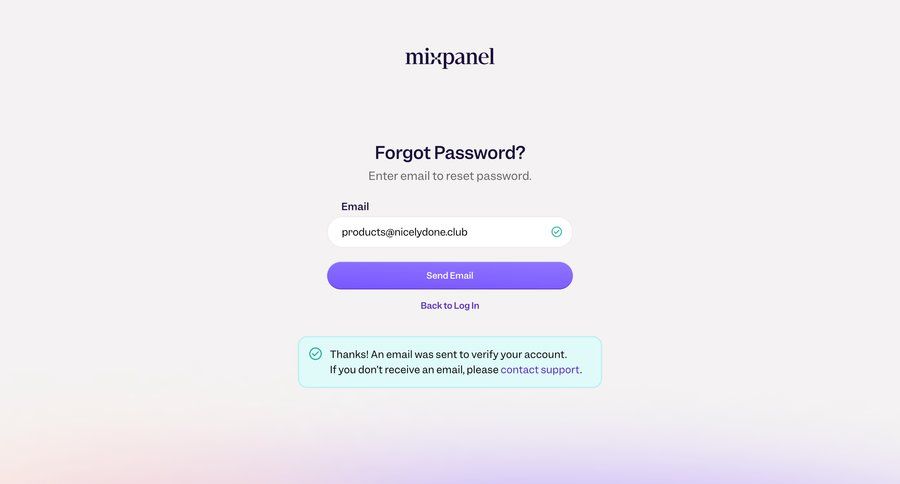 Mixpanel
			 email confirmation ui page example