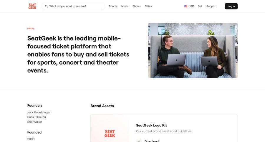 SeatGeek
			press modern color palette download map view announcement location map media assets press release rp ui page example