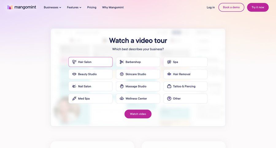 Mangomint
				product tour ui page example