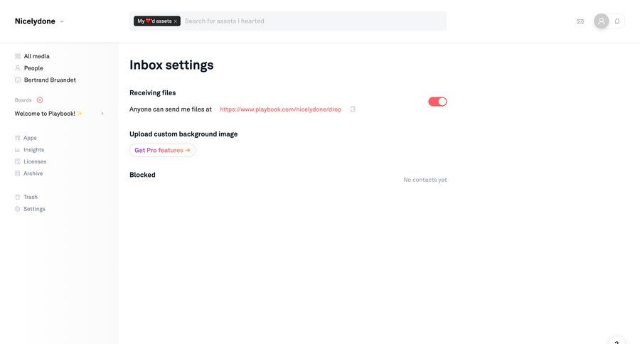Playbook
			 collaboration settings sidebar navigation account setup user settings inbox management inbox sidebar media assets ui page example