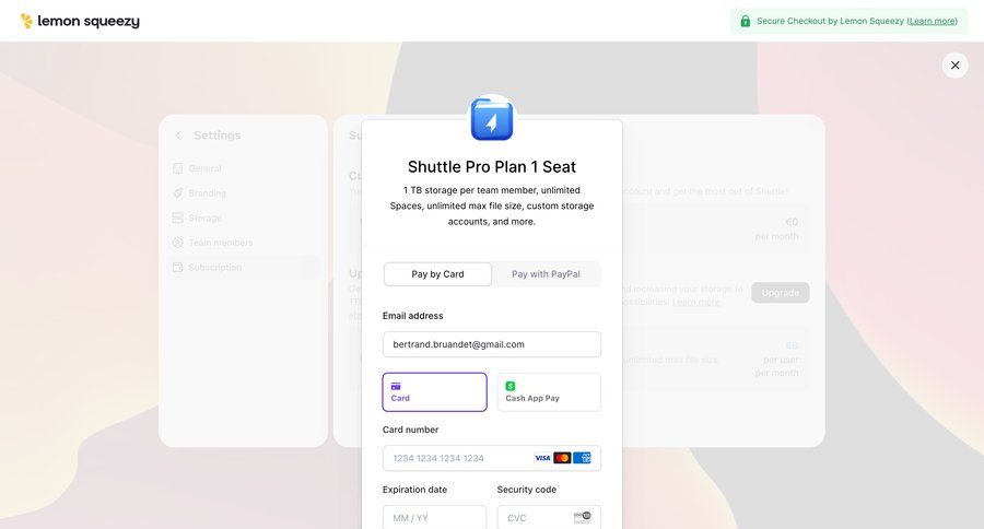 Shuttle
				checkout ui page example