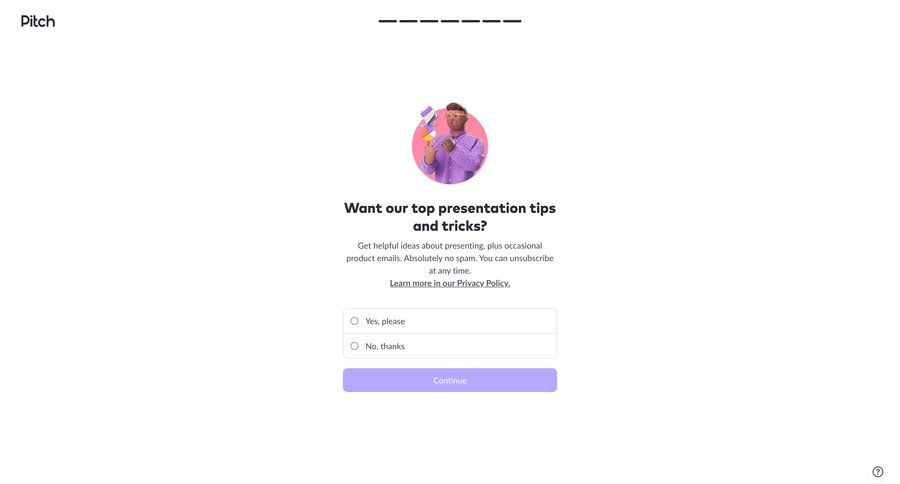 Pitch
			onboarding newsletter onboarding form radio group newsletter signup ui page example