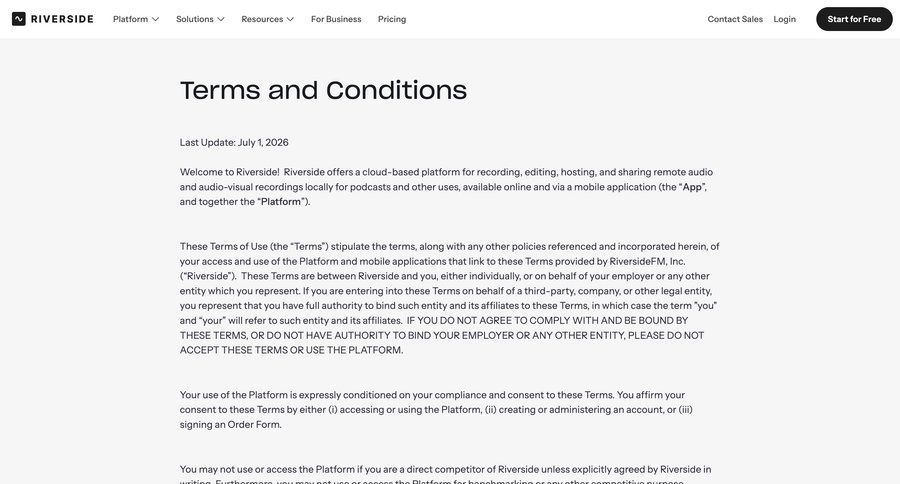 Riverside
				terms & conditions ui page example