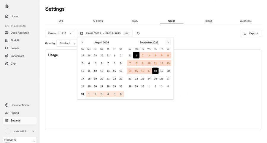 Parallel
			 settings dashboard date picker analytics ui page example