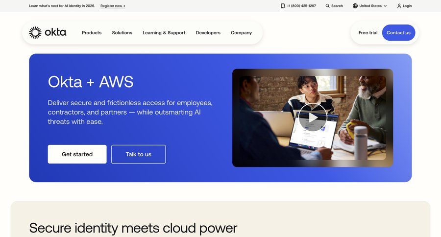 Okta
			 cloud security ui page example