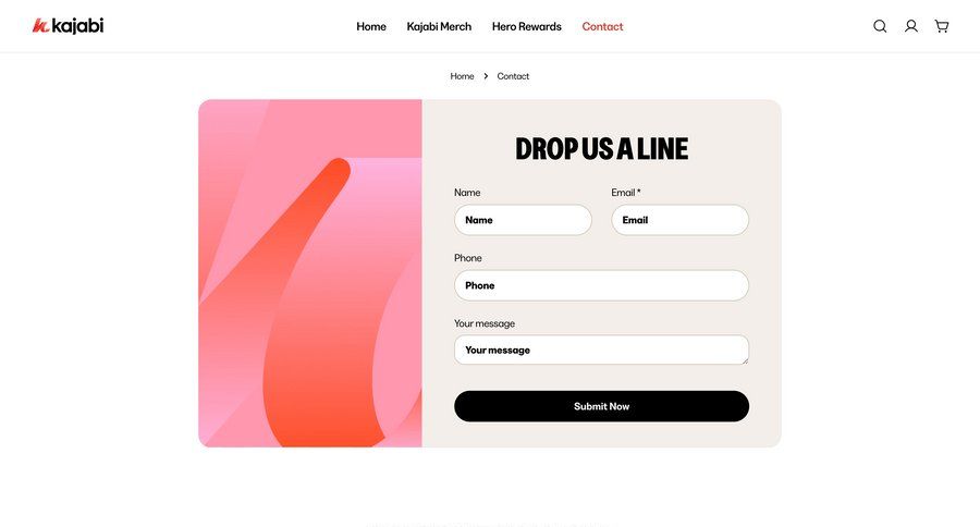 Kajabi
			 contact us ui page example