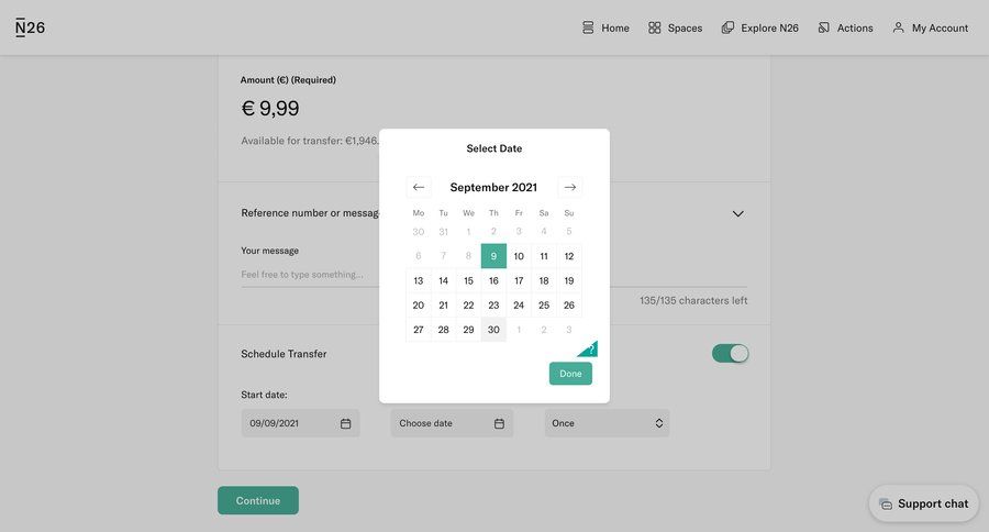 N26
			 grid form fintech modal finance date picker datepicker chonology time picker ui page example