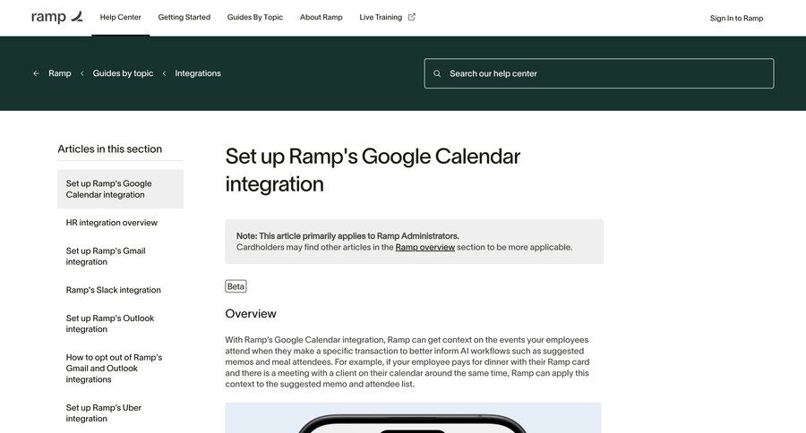 Ramp
			 virtual assistant getting started trainings search suggestions suggestion ui page example