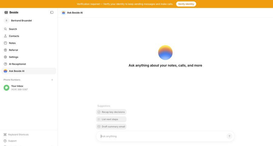 Beside
			 dashboard sidebar navigation artificial intelligence onboarding conversational ui inbox sidebar communication navigation bar chat interface modern ui page example