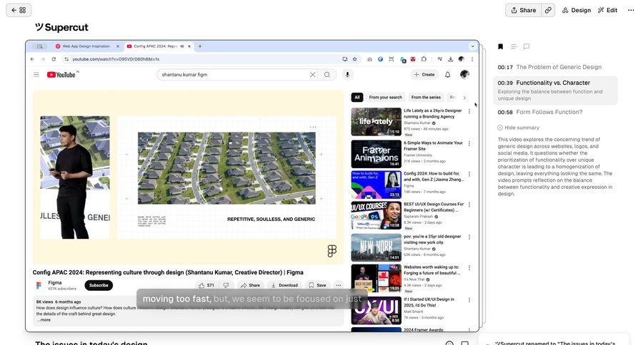 Supercut
			 design video player lists menu download search bar ui page example
