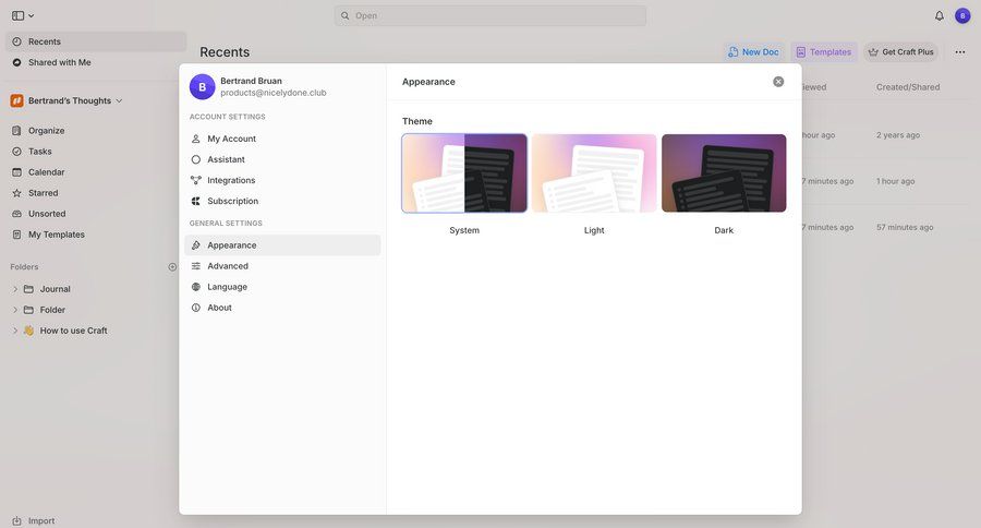 Craft
			 settings account settings sidebar preferences ui page example