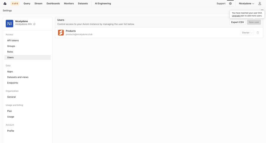 Axiom
			settings list team upgrade your account information state user management workspace settings ui page example