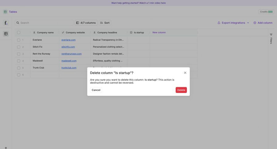 Freckle
			 data management e-commerce confirmation confirmation screen cancel deletion table ui page example