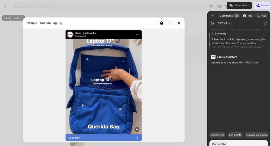 Fabric
				detail page ui page example