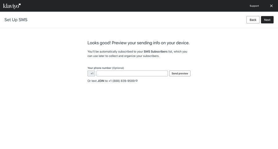 Klaviyo
			 configuration e-commerce form customer communication setup ui page example