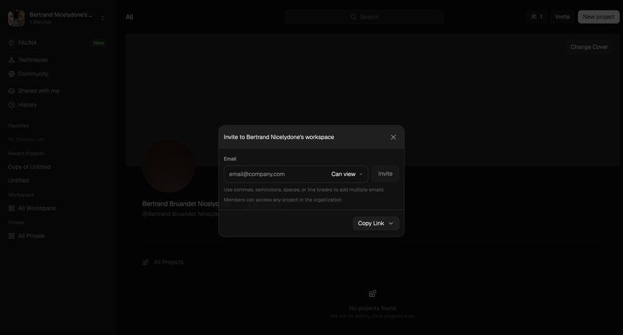 Flora
			 collaboration team collaboration project management user management modal dialog access control project organization user invitation call to action ui page example