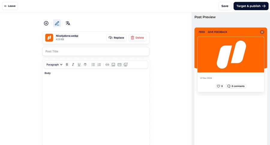 Jimo
			 content management form editor file upload wysiwyg editor preview panel wysiwyg create modern rich text ui page example